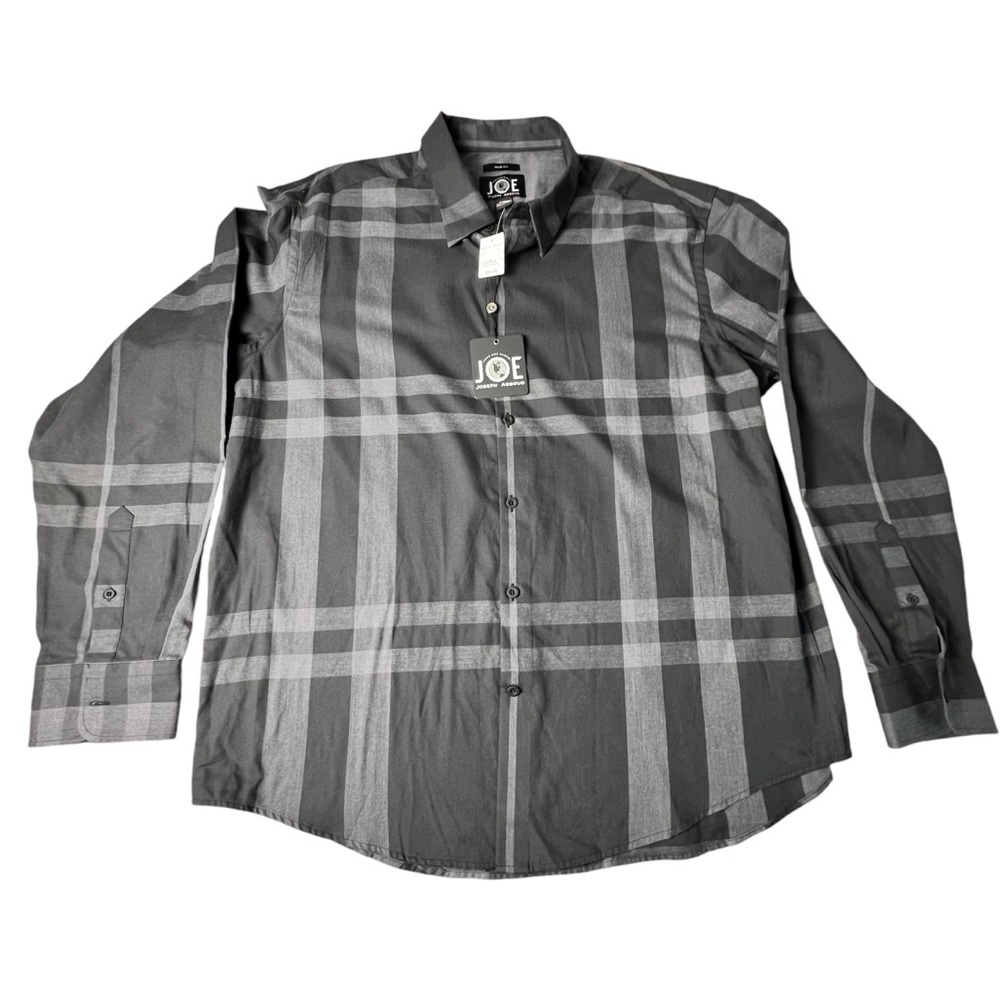Joe Joseph Abbound Men’s Gray Button Up Plaid  Slim Fit Dress Shirt NWT Size XXL